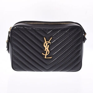 SAINT LAURENT Lou Black Leather Shoulder Bag